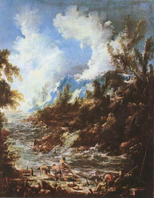 MAGNASCO, Alessandro Seascape with Fishermen and Bathers (mk08)
